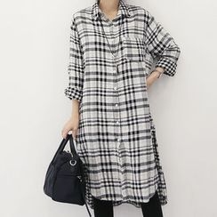 DANI LOVE - Long-Sleeve Long Check Shirt DANI LOVE - Long-Sleeve Long Check Shirt
