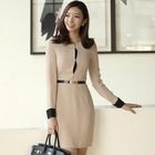 ode' - Set: Contrast-Trim Sheath Dress + Belt