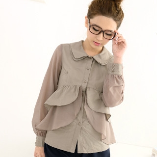 Chiffon-Sleeve Layered Blouse