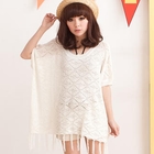 ZOO - Batwing-Sleeve Fringed Pointelle Knit Top