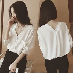November Rain - V-Neck Chiffon Blouse November Rain - V-Neck Chiffon Blouse