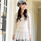 59 Seconds - Faux Pearl Collar Tulle-Hem Dress