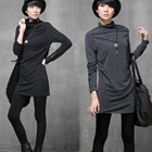 HALUMAYBE - Mock Neck T-Shirt Dress
