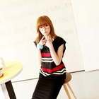 Tokyo Fashion - Cap-Sleeve Striped Top