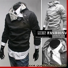 MenFashionOutlet - 兔毛斜拉炼抓绒加厚连帽卫衣