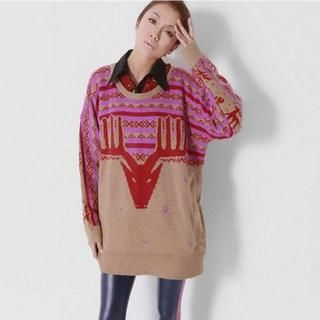 Long Sleeve Printed Sweater