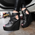 Smoothie - Peep-Toe Wedge Ankle Boots