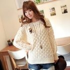CLICK - Round-Neck Pointelle-Knit Top