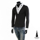 Purplow - Inset Shirt V-Neck Top