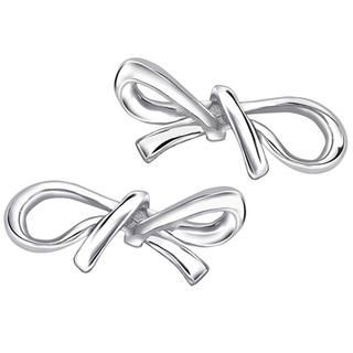 Bling Bling Ribbon Earrings - Platinum Plated 925 Silver