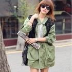 REDOPIN - Skull Pattern Lace-Trim Parka