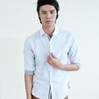 INTHING - Striped-Hem Elbow-Sleeve Shirt