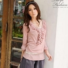 Tokyo Fashion - 3/4-Sleeve Ruffle-Bib Top