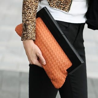 59 Seconds - Woven Faux Leather Large Clutch 59 Seconds - Woven Faux Leather Large Clutch