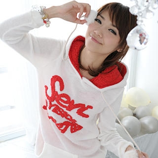 Pompom Appliqué Hooded Sweater Pompom Appliqué Hooded Sweater