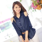 Tokyo Fashion - Cut Away-Shoulder Chiffon Blouse