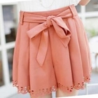 Tokyo Fashion - Tie-Waist Cutout-Trim Pleated Culottes