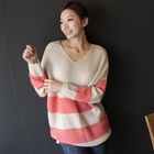 ode' - V-Neck Color-Block Knit Top