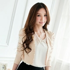 Tokyo Fashion - Shirred-Sleeve Beaded Cropped Jacket