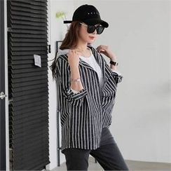CHICFOX - Hooded Striped Shirt CHICFOX - Hooded Striped Shirt