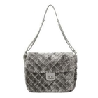 May May - Twist-Lock Quilted Furry Cross Bag