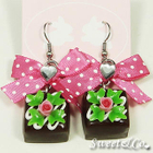 Sweet & Co. - Brown Rose Chocolate Polka Ribbon Earrings