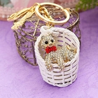 Miss Girl - Rhinestone Cat in Basket Keychain