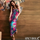 SPICY HOLIC - Beading Strap Ethnic Totems Maxi Dress