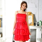 JK2 - Bow-Accent Layered Party Dress