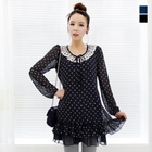 J-ANN - Laced Collar Polka Dot Chiffon Dress