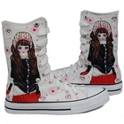 Maner - Girl Print Mid-Calf Canvas Sneakers