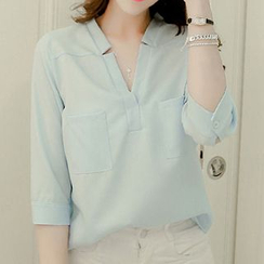 Maine - Notched Neckline Blouse Maine - Notched Neckline Blouse