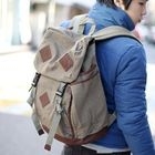 TOPGUYS - Faux-Leather Trim Canvas Backpack