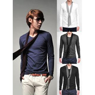 Long-Sleeve T-Shirt with Scarf