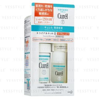 Curel Intensive Moisture Care Trial Kit II (4 items): Makeup Cleansing 30g + Wash 90ml + Lotion 30ml + Cream 10g