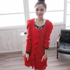 CatWorld - Shirred-Sleeve Bow-Accent Cardigan
