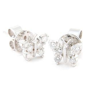 18K White Gold Butterfly Earrings with Diamonds