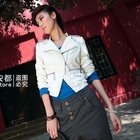 Ando Store - Faux-Leather Frilled Cropped Jacket