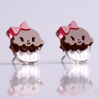 Sweet & Co. - Miss Cupcake Chocolate Stud Silver Earrings