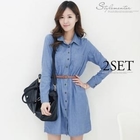 Stylementor - Set: Denim Shirtdress + Belt