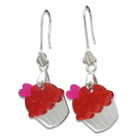 Sweet & Co. - Sweet Glitter Red Mirror Cupcake Silver Earrings