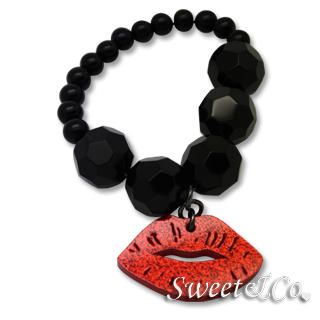 Chic Sexy Kiss Black Bubble Pearls Bracelet