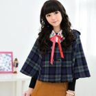 59 Seconds - Set:Double Breasted Plaid Capelet + Crochet Collar