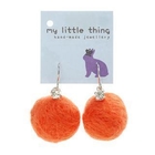 MyLittleThing - Orange Felt Wool Ball Ball Stone Earrings