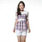 O.SA - Sheer-Sleeve Plaid Blouse
