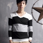 MR.PARK - Color-Block V-Neck Top