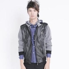 INTHING - Faux-Leather Stand-Collar Jacket