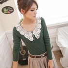 CatWorld - Crochet-Neckline Buttoned Top