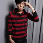 MR.PARK - Striped Hooded Knit Top