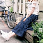 Tokyo Fashion - Tiered Chambray Maxi Skirt